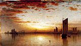 Famous Bay Paintings - A Sunset, Bay of New York